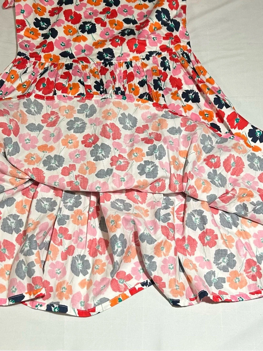 Lands' End Girls 14 Peony Flower Short Sleeve Fit & Flare Classic Cotton Dress